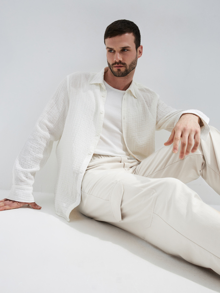 Мужские белые прямые брюки - купить в интернет-магазине «ZARINA»